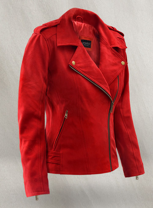 Soft Lava Red Suede Leather Jacket # 267 - Click Image to Close