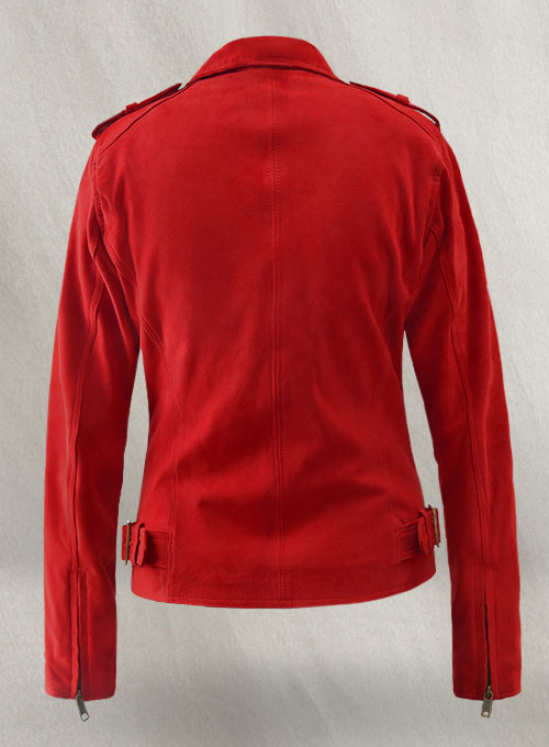 Soft Lava Red Suede Leather Jacket # 267 - Click Image to Close