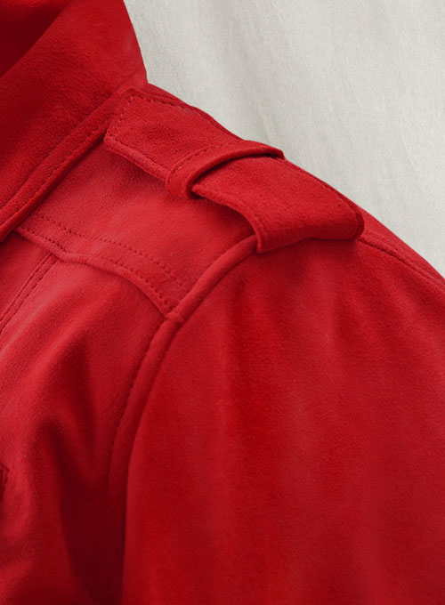 Soft Lava Red Suede Leather Jacket # 267 - Click Image to Close