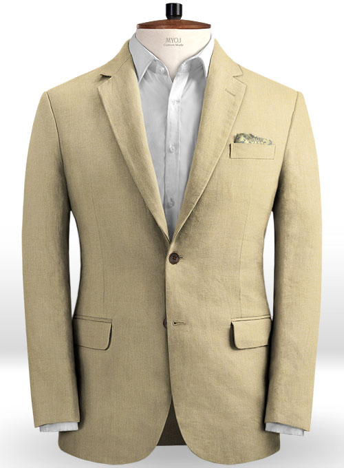 Solbiati Beige Linen Jacket Made To Measure Custom Jeans For Men