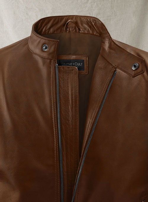 Spanish Brown Michael Fassbender Leather Jacket #2 - Click Image to Close