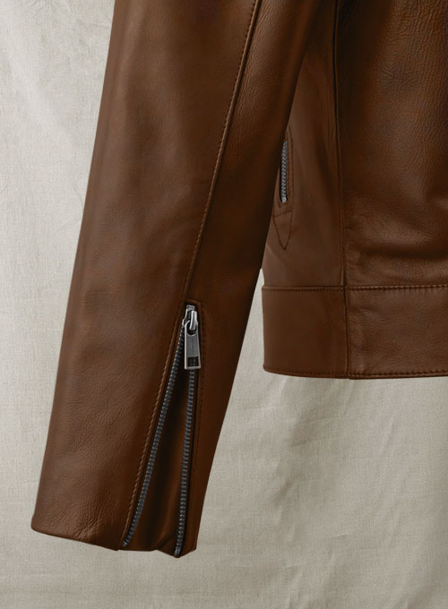 Spanish Brown Michael Fassbender Leather Jacket #2 - Click Image to Close