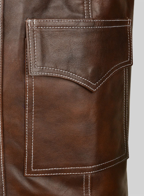 Spanish Brown Brad Pitt Fight Club Leather Jacket - Click Image to Close