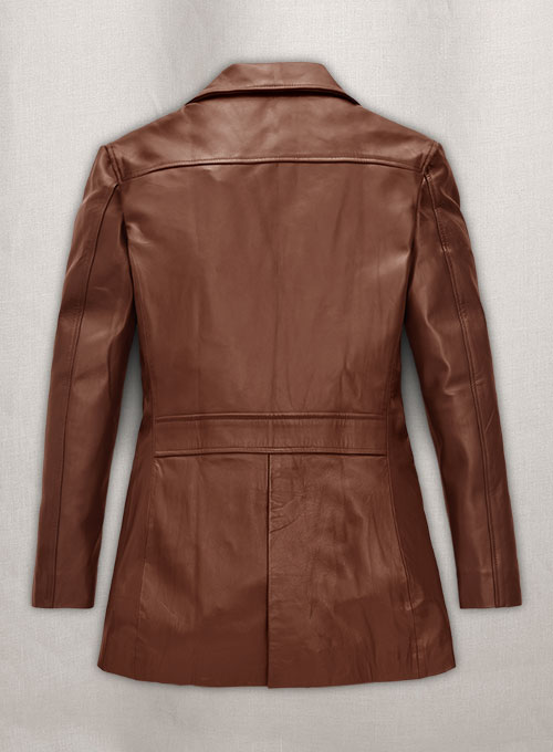 Tan Brown Jennifer Aniston Friends Season 5 Leather Blazer