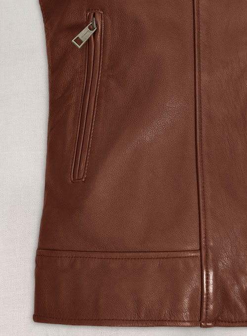 Tan Brown Washed & Wax Taylor Lautner Leather Jacket
