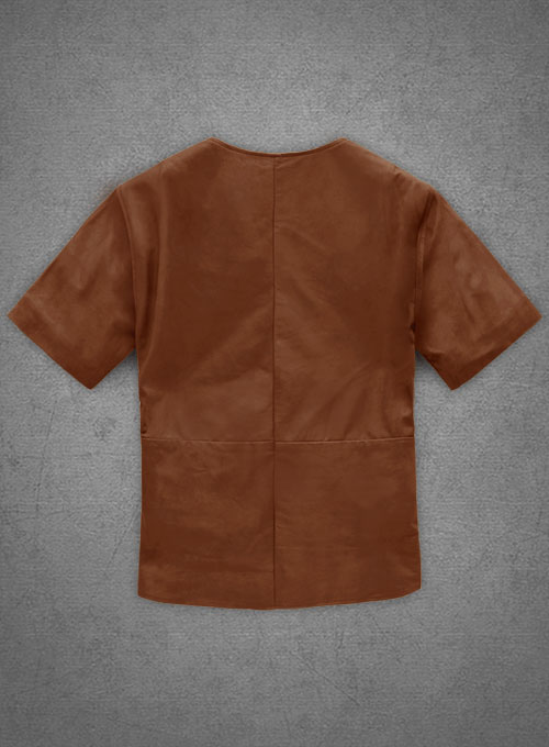 Light Weight Unlined Tan Leather T-Shirt