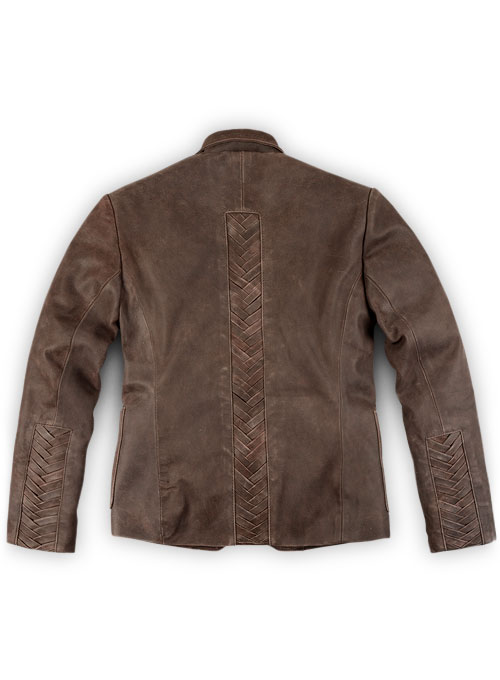 Vintage Brown Grain Eva Mendes Ghost Rider Leather Blazer - Click Image to Close