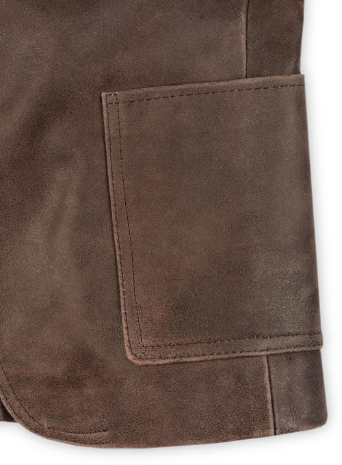 Vintage Brown Grain Eva Mendes Ghost Rider Leather Blazer - Click Image to Close