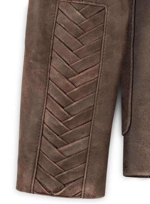 Vintage Brown Grain Eva Mendes Ghost Rider Leather Blazer - Click Image to Close