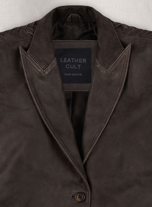 Vintage Brown Grain Eva Mendes Ghost Rider Leather Blazer