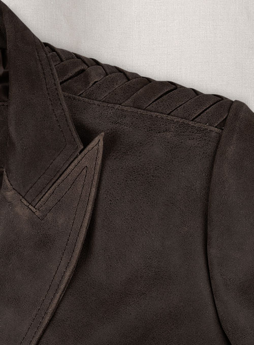 Vintage Brown Grain Eva Mendes Ghost Rider Leather Blazer