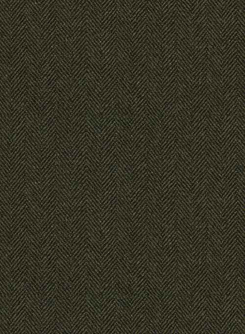 Vintage Flat Green Herringbone Tweed Jacket - Click Image to Close