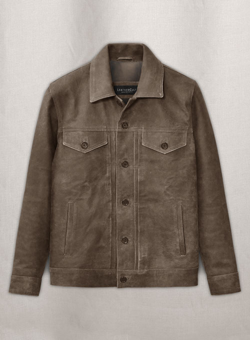 Vintage Gravel Brown Ryan Reynolds Leather Jacket #3