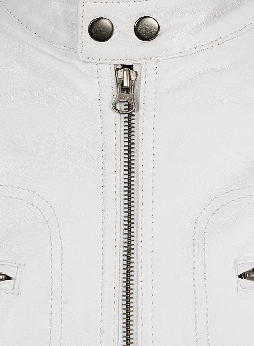 White Leather Jacket # 658