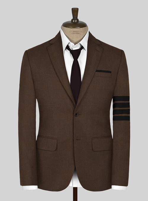 Worsted Brown Wool Black Bar Jacket