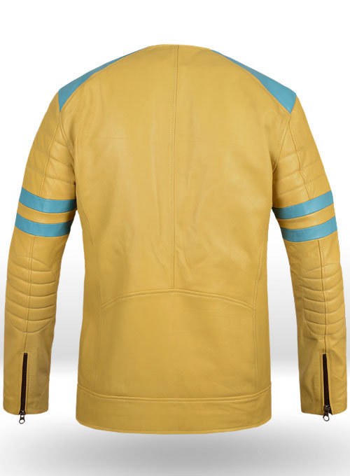 Yellow Leather Fighter T-Shirt Jacket