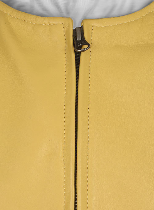 Yellow Leather Fighter T-Shirt Jacket