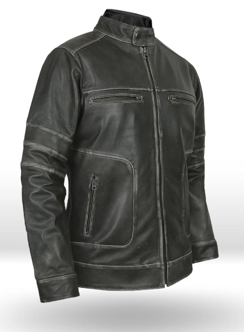 Zen Rubbed Charcoal Leather Jacket