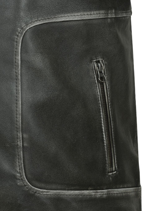 Zen Rubbed Charcoal Leather Jacket