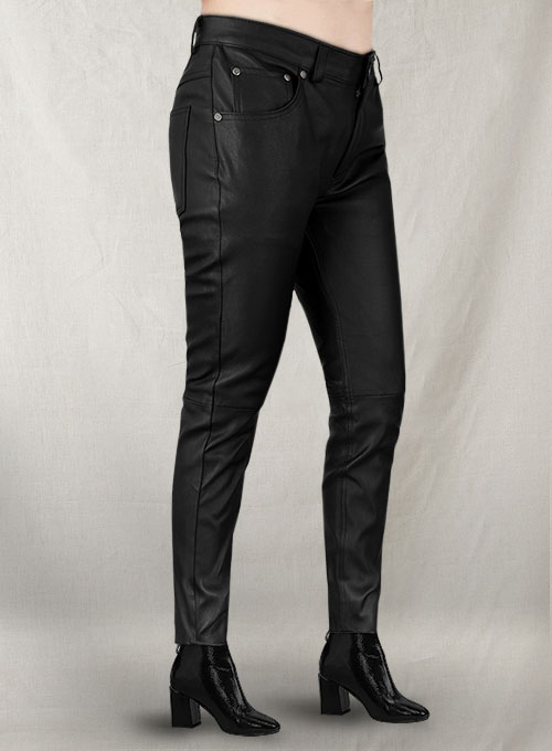 Black Stretch Leather Jeans