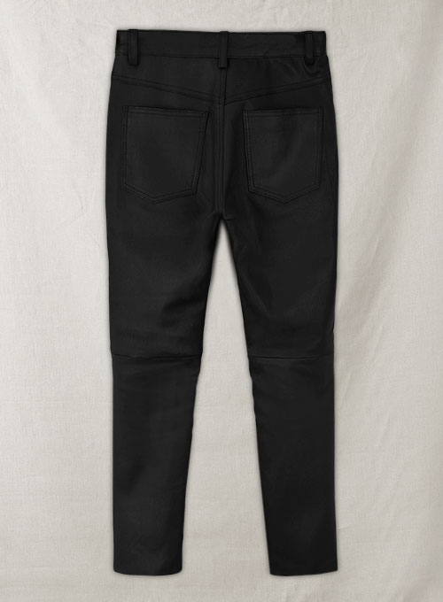 Black Stretch Leather Jeans