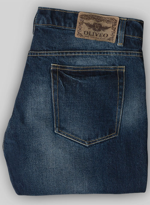 Classic Heavy Blue Hard Wash Whisker Jeans - Click Image to Close