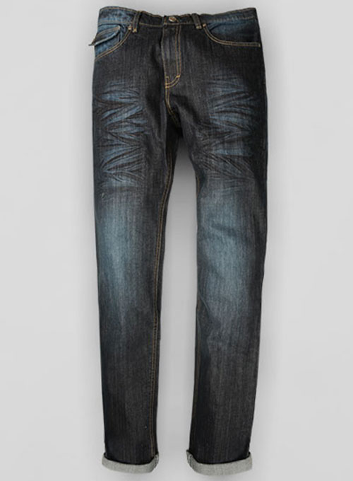 Deadly Dark Blue Hard Washed Jeans Scrape Whisked - Look # 320