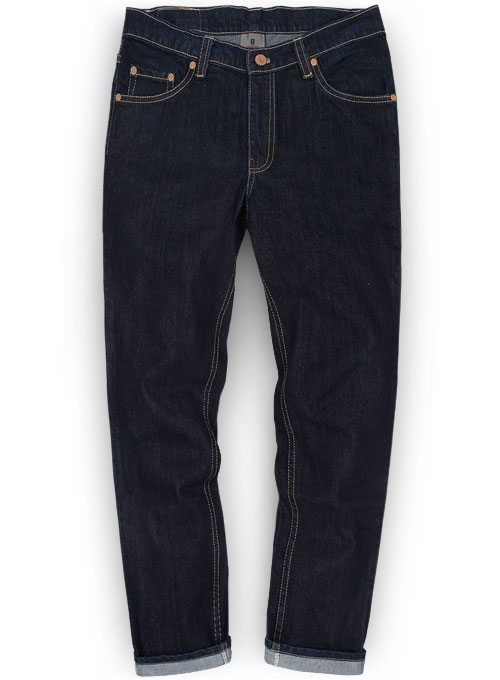 Deep Indigo Hard Washed Denim Jeans 