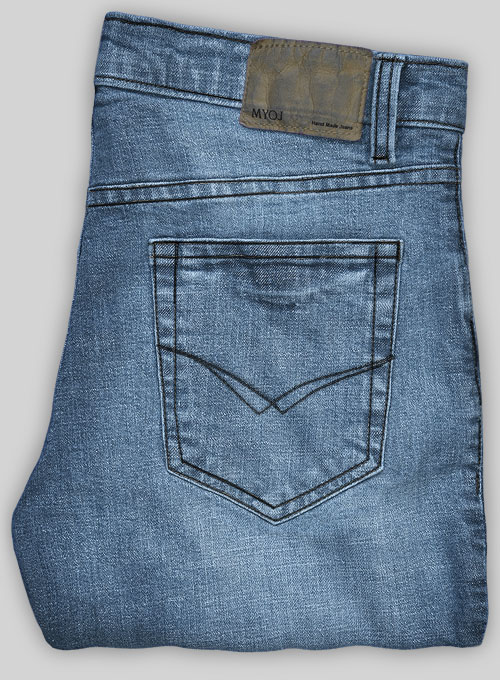 Dodgers Blue Stretch Stone Wash Whisker Jeans - Look #501