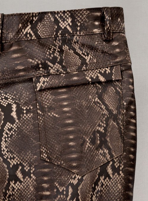 Dark Brown Python Leather Jeans Style #522