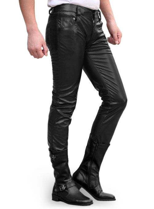 leather stretch jeans