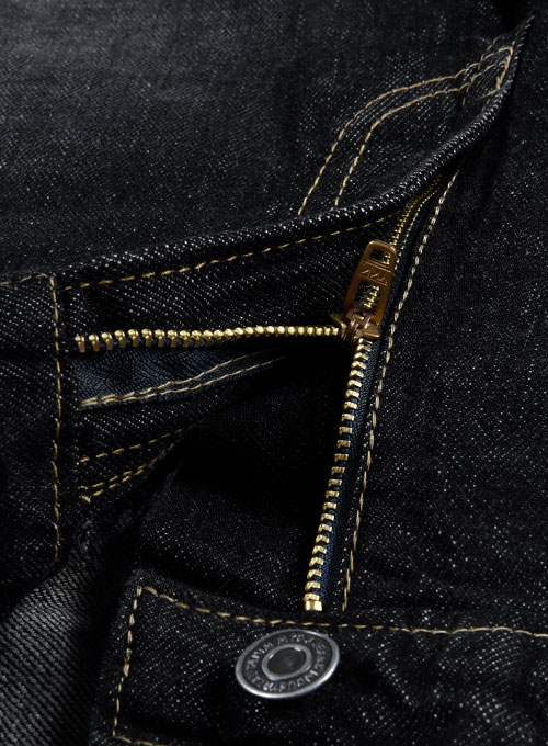 Kato Black Stretch Hard Wash Whisker Jeans