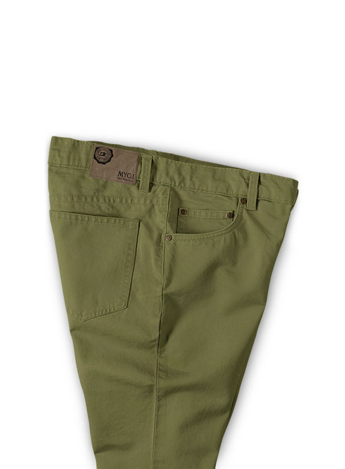 Kids Green Feather Cotton Canvas Stretch Jeans - Click Image to Close