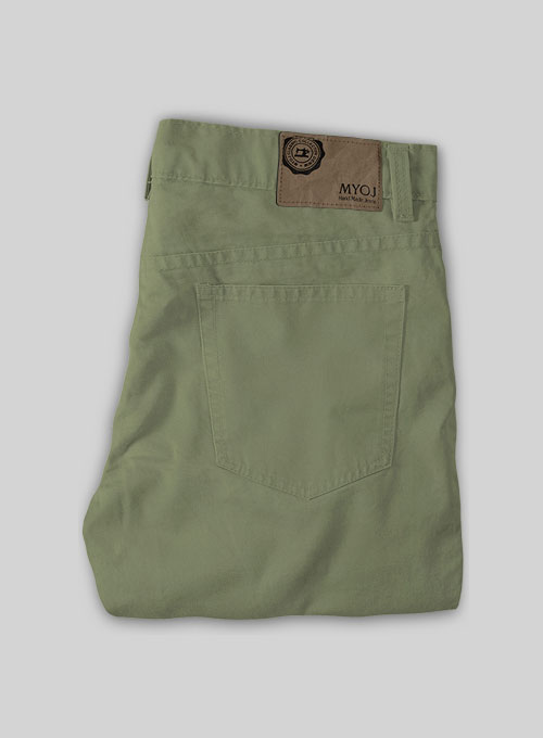 Kids Green Feather Cotton Canvas Stretch Jeans - Click Image to Close