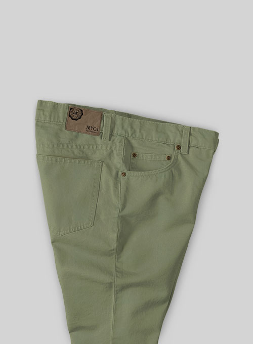 Kids Green Feather Cotton Canvas Stretch Jeans - Click Image to Close