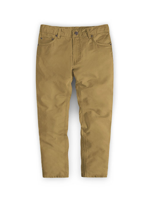 Kids Khaki Feather Cotton Canvas Stretch Jeans