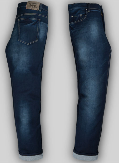 Knitted Jogger Denim Stretch Jeans - Hard Wash - Whiskers