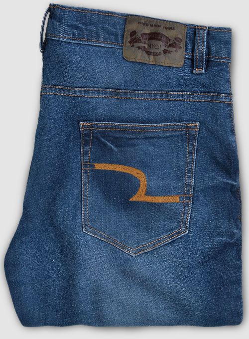 Marina Blue Stretch Stone Wash Whisker Jeans - Look #701