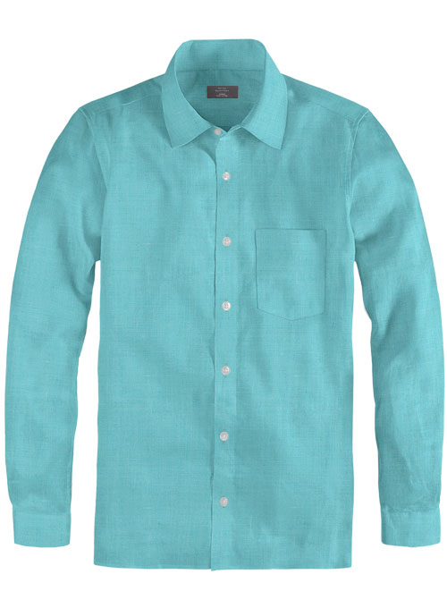 aqua linen shirt
