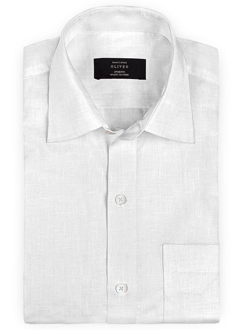 Pure White Linen Shirt - Full Sleeves Pure White Linen Shirt - Full Sleeves