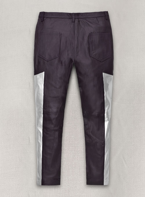 Purple Racer Stripe Leather Jeans