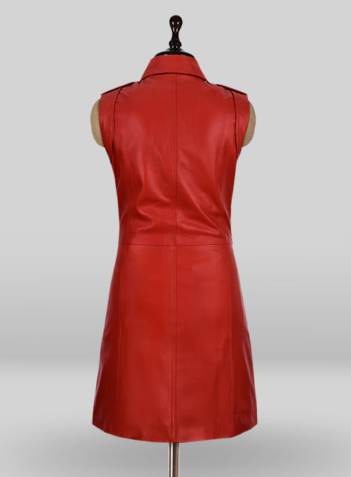 Red Motivated Biker Leather Dress #772