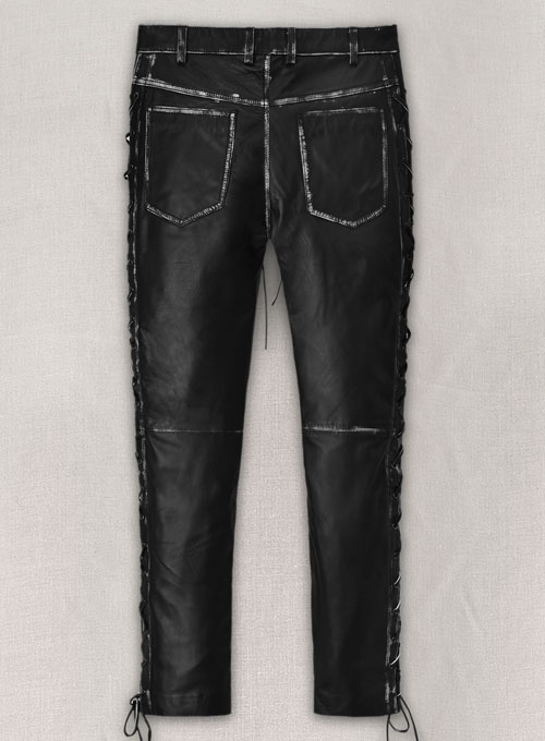Rubbed Black Leather Pants # 515