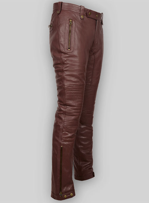 Soft Maroon Washed & Wax Belafonte Leather Pants