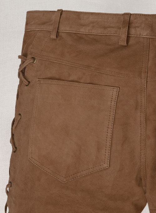 Oak Brown Suede Leather Pants #515