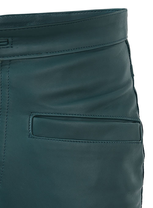 Soft Prussian Blue Zoey Leather Pants