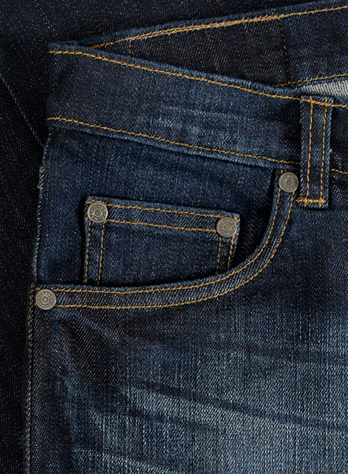 Wangle Blue Hard Wash Whisker Stretch Jeans