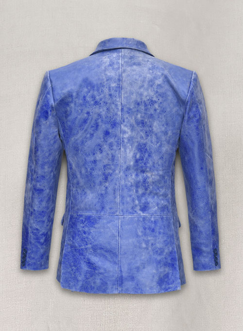 Artistic Blue Leather Blazer