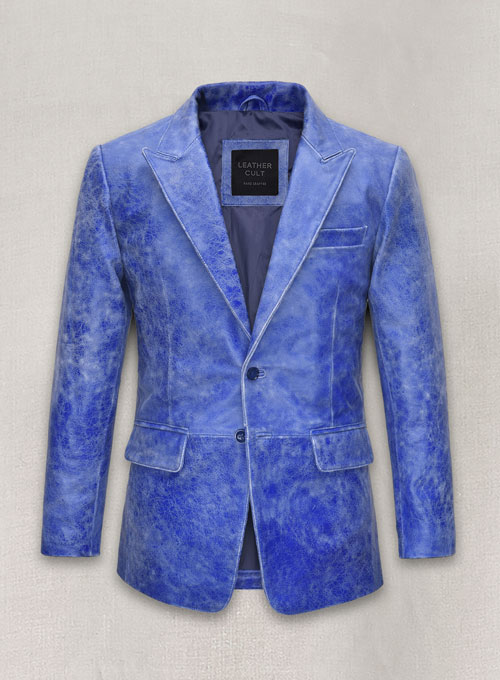 Artistic Blue Leather Suit