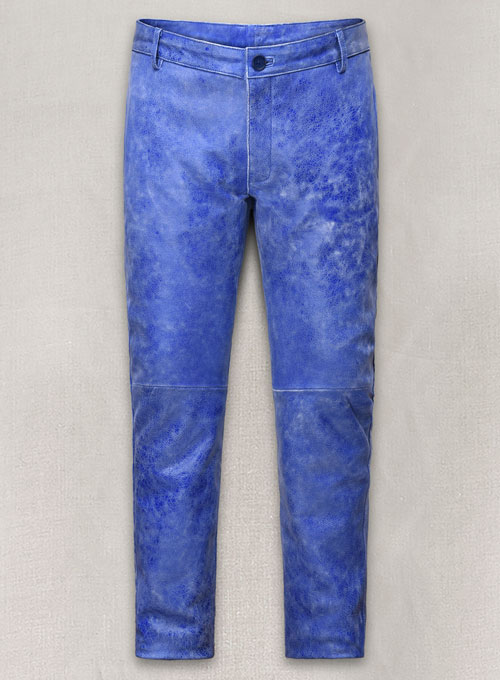 Artistic Blue Leather Suit